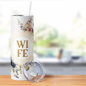 Wife Watercolor Florals 20oz Skinny Tumbler