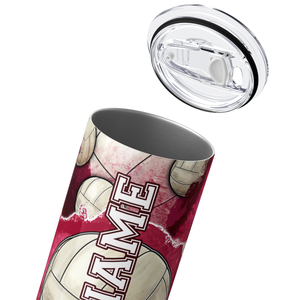 Personalized Pink Volleyball 20oz Skinny Tumbler