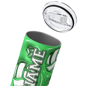 Personalized Volleyball Green Inflated 20oz Skinny Tumbler