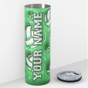 Personalized Volleyball Green Inflated 20oz Skinny Tumbler