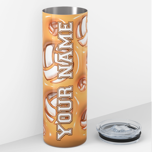 Personalized Volleyball Orange Inflated 20oz Skinny Tumbler