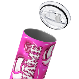 Personalized Volleyball Pink Inflated 20oz Skinny Tumbler