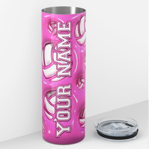 Personalized Volleyball Pink Inflated 20oz Skinny Tumbler