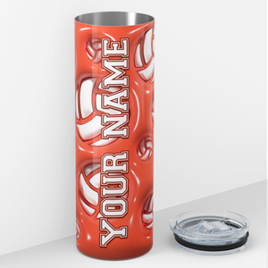 Personalized Volleyball Red Inflated 20oz Skinny Tumbler