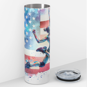 Volleyball Player American Flag 20oz Skinny Tumbler