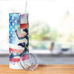 Volleyball Player American Flag 20oz Skinny Tumbler