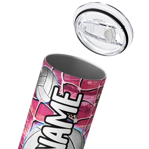 Personalized Volleyball Pink with Net 20oz Skinny Tumbler