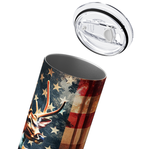 Deer Hunting American Flag 20oz Skinny Tumbler