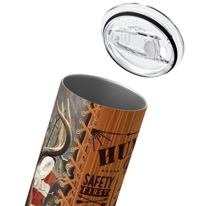 Hunting Rules on Wood Americal Flag 20oz Skinny Tumbler