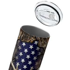 Hunting with American Flag 20oz Skinny Tumbler