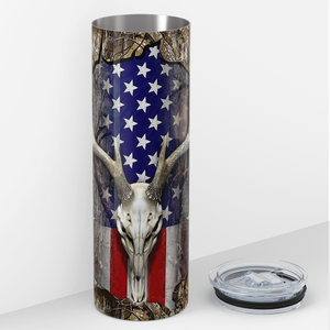 Hunting with American Flag 20oz Skinny Tumbler