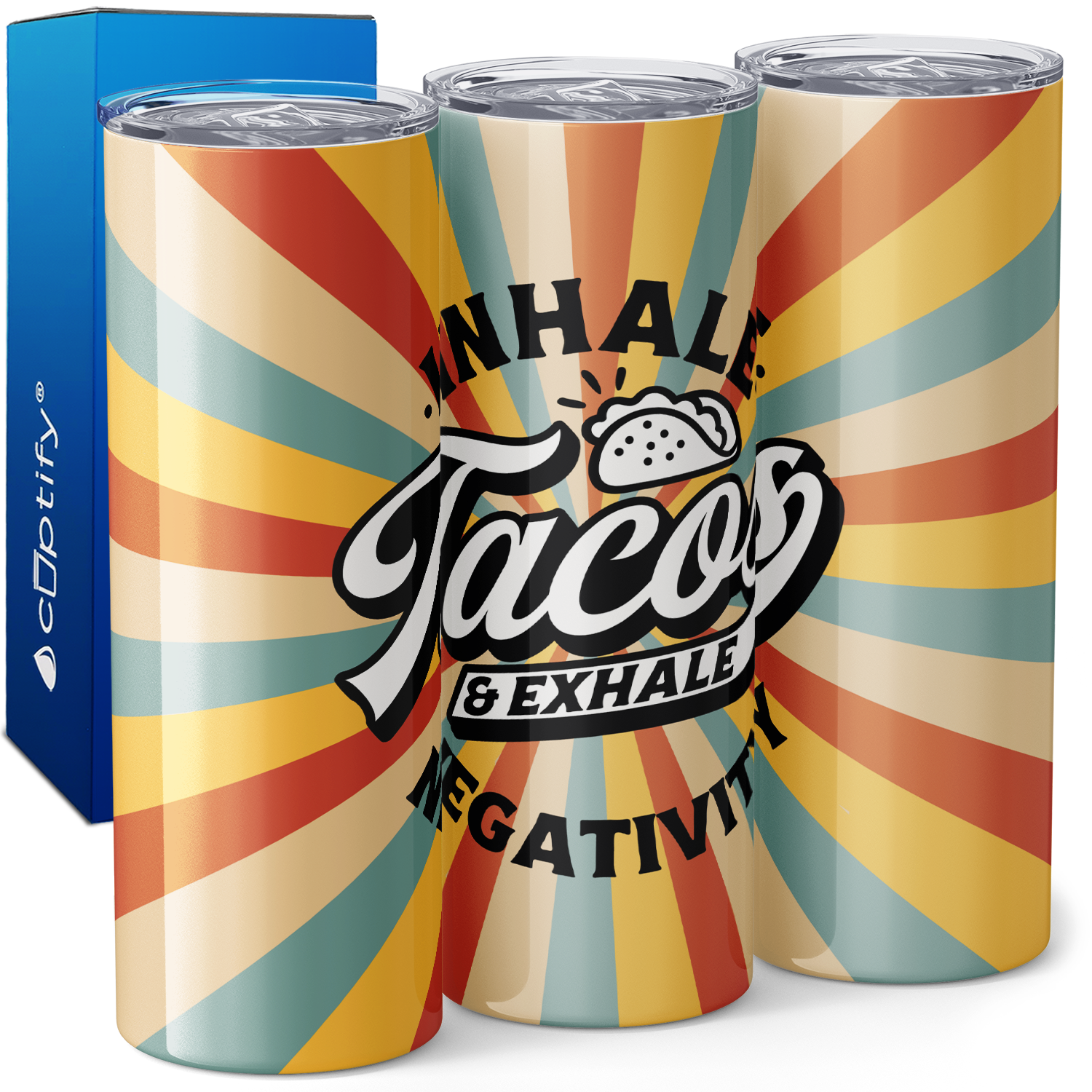 Inhale Tacos and Exhale Negativity 20oz Skinny Tumbler