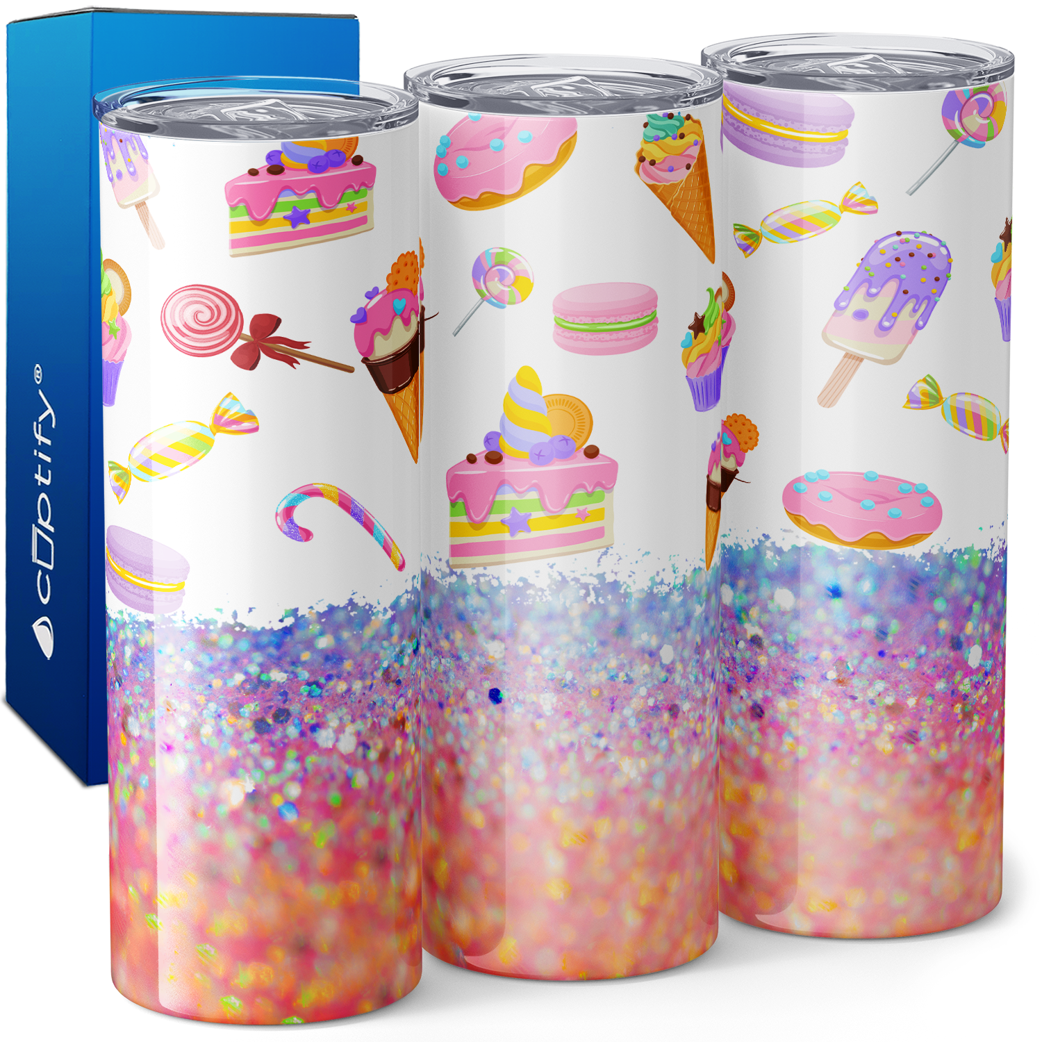 Donut Sweets Glitters 20oz Skinny Tumbler