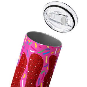 Dripping Donut Red Glitter 20oz Skinny Tumbler