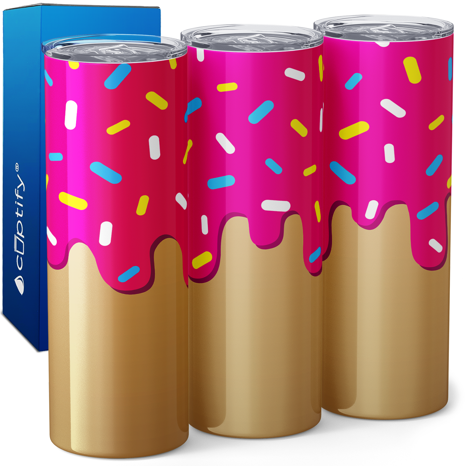 Pink Donut Sprinkles 20oz Skinny Tumbler