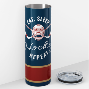 Eat Sleep Hockey Repeat 20oz Skinny Tumbler