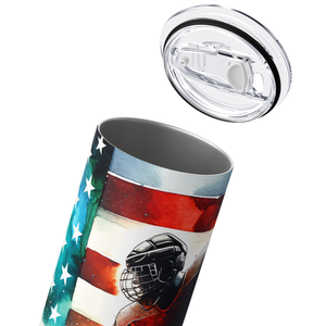 Hockey Player American Flag 20oz Skinny Tumbler