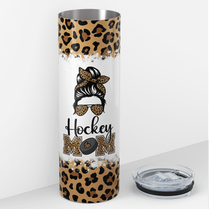 Leopard Hockey Mom Tumbler 20oz Skinny Tumbler