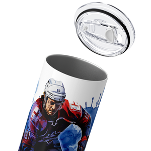 Personalized Hockey Player Splash Blue 20oz Skinny Tumbler