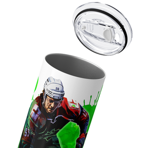 Personalized Hockey Player Splash Green 20oz Skinny Tumbler