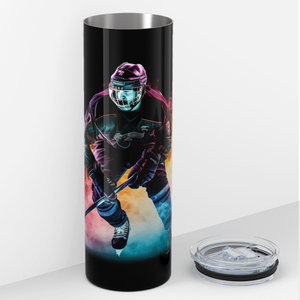 Hockey Player with Colorful Smoke 20oz Skinny Tumbler