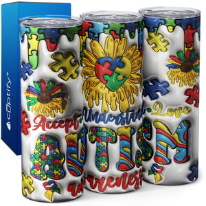 Accept Understand Love Autism Awareness 20oz Skinny Tumbler