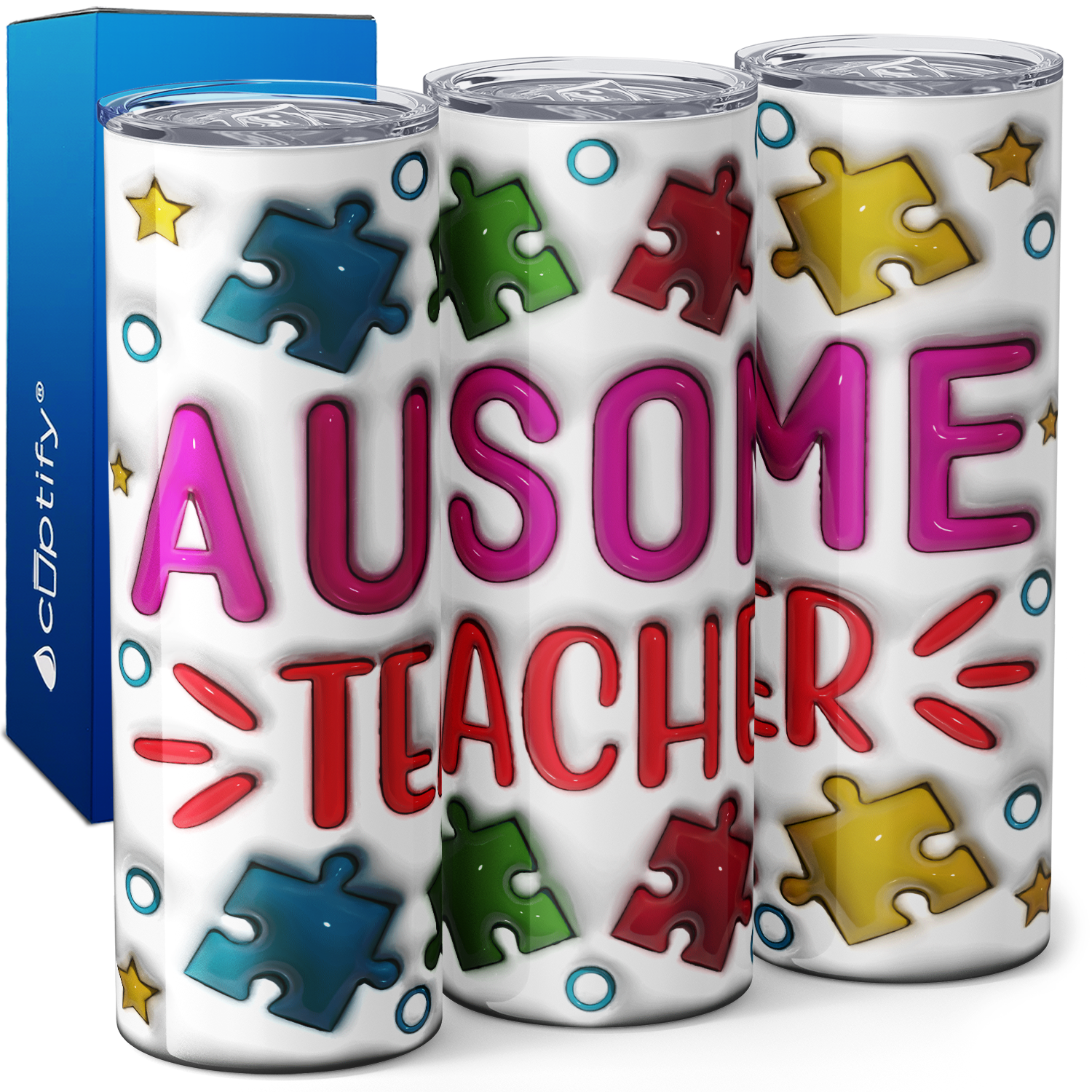 Ausome Teacher Autism Awareness 20oz Skinny Tumbler