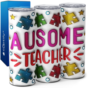 Ausome Teacher Autism Awareness 20oz Skinny Tumbler