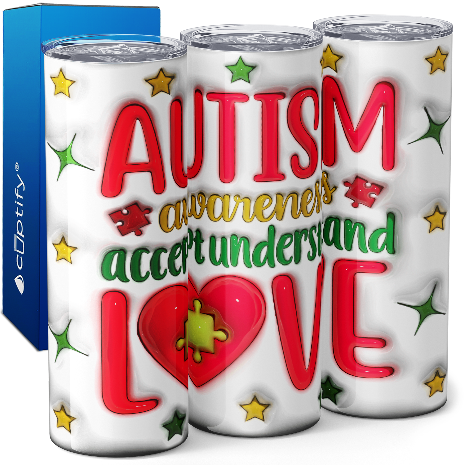 Autism Awareness Accept Understand Love 20oz Skinny Tumbler