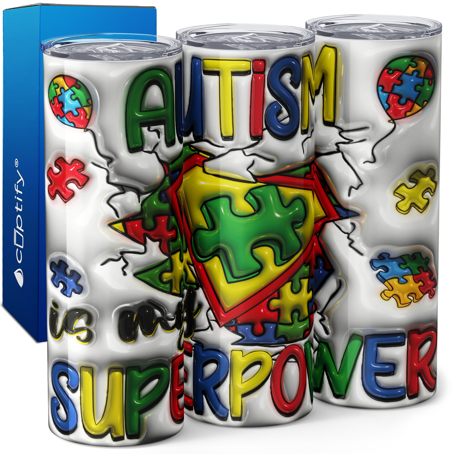 Autism is my Superpower 20oz Skinny Tumbler