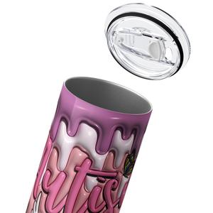 Autism Mama on Pink Inflated 20oz Skinny Tumbler