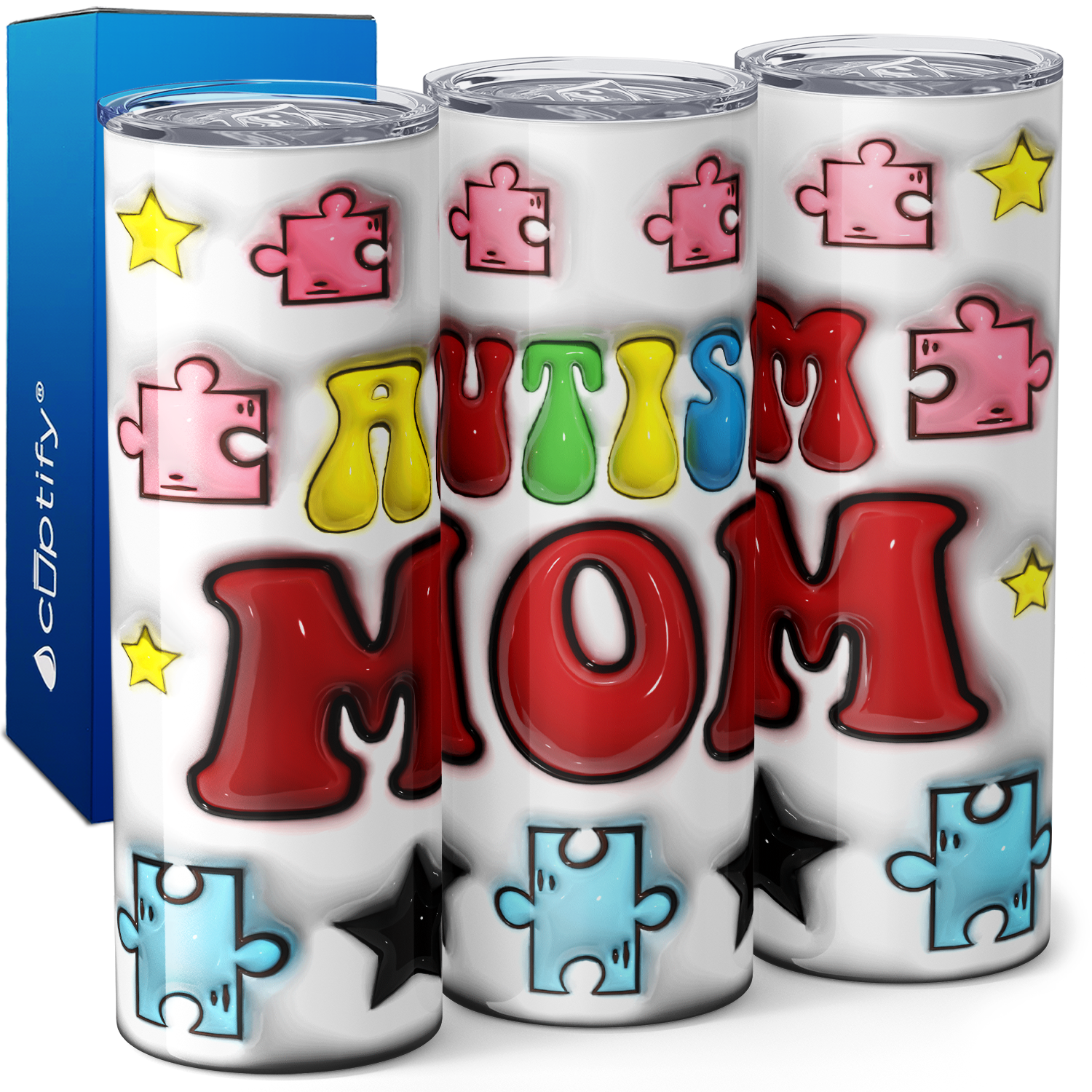 Autism Mom Inflated 20oz Skinny Tumbler