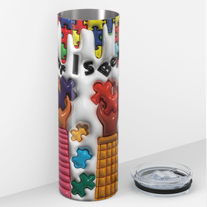 Different is Beautiful Hands with Puzzle 20oz Skinny Tumbler