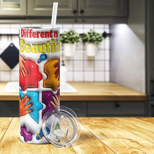 Different is Beautiful Puzzle Heart 20oz Skinny Tumbler