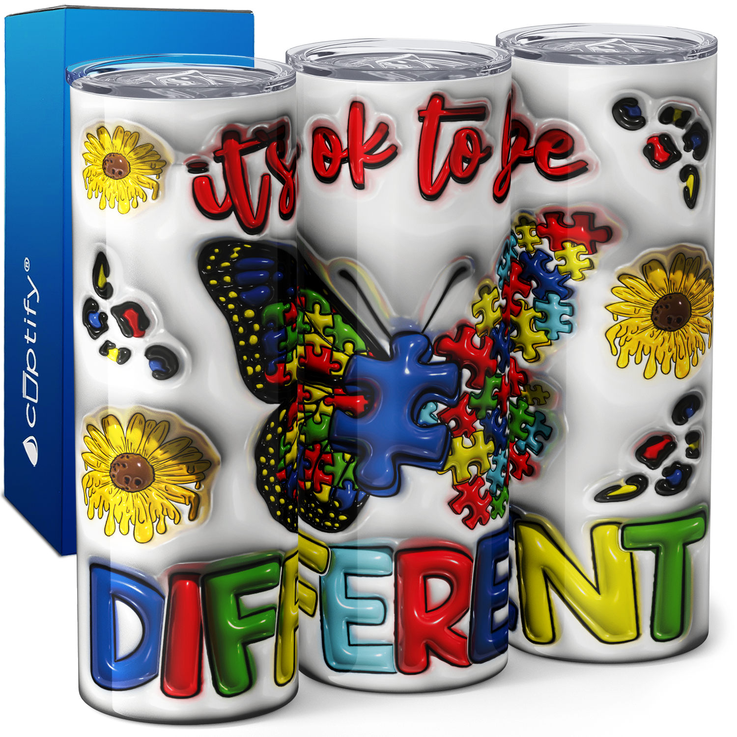 It's Okay To Be Different Butterfly 20oz Skinny Tumbler