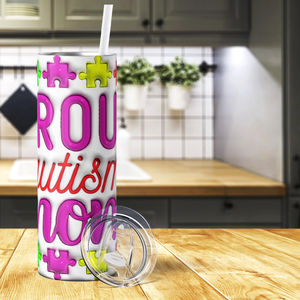 Proud Autism Mom 20oz Skinny Tumbler