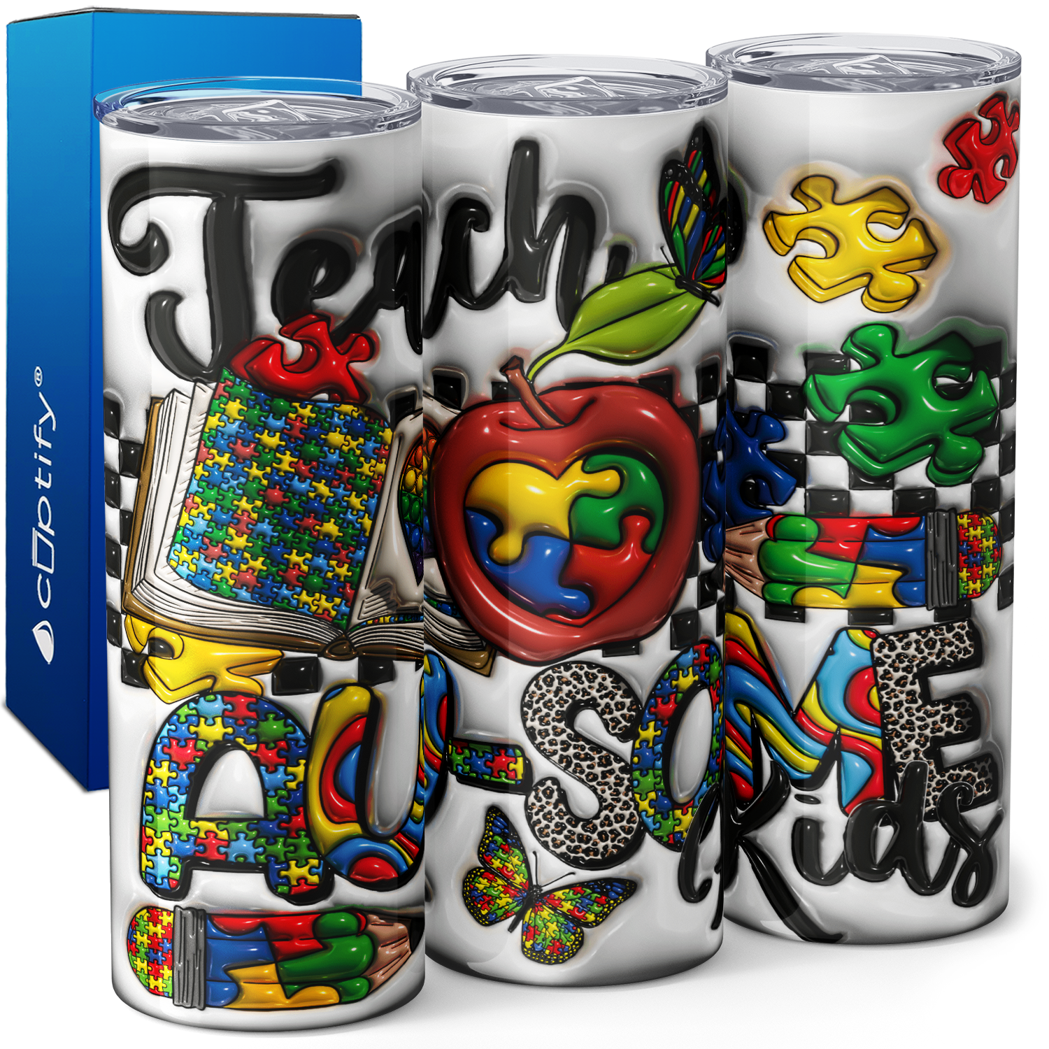 Teach Au-Some Kids 20oz Skinny Tumbler