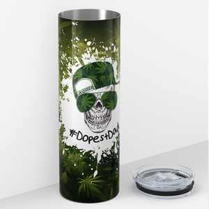 #DopestDad Hat and Glasses Funny Weed 20oz Skinny Tumbler