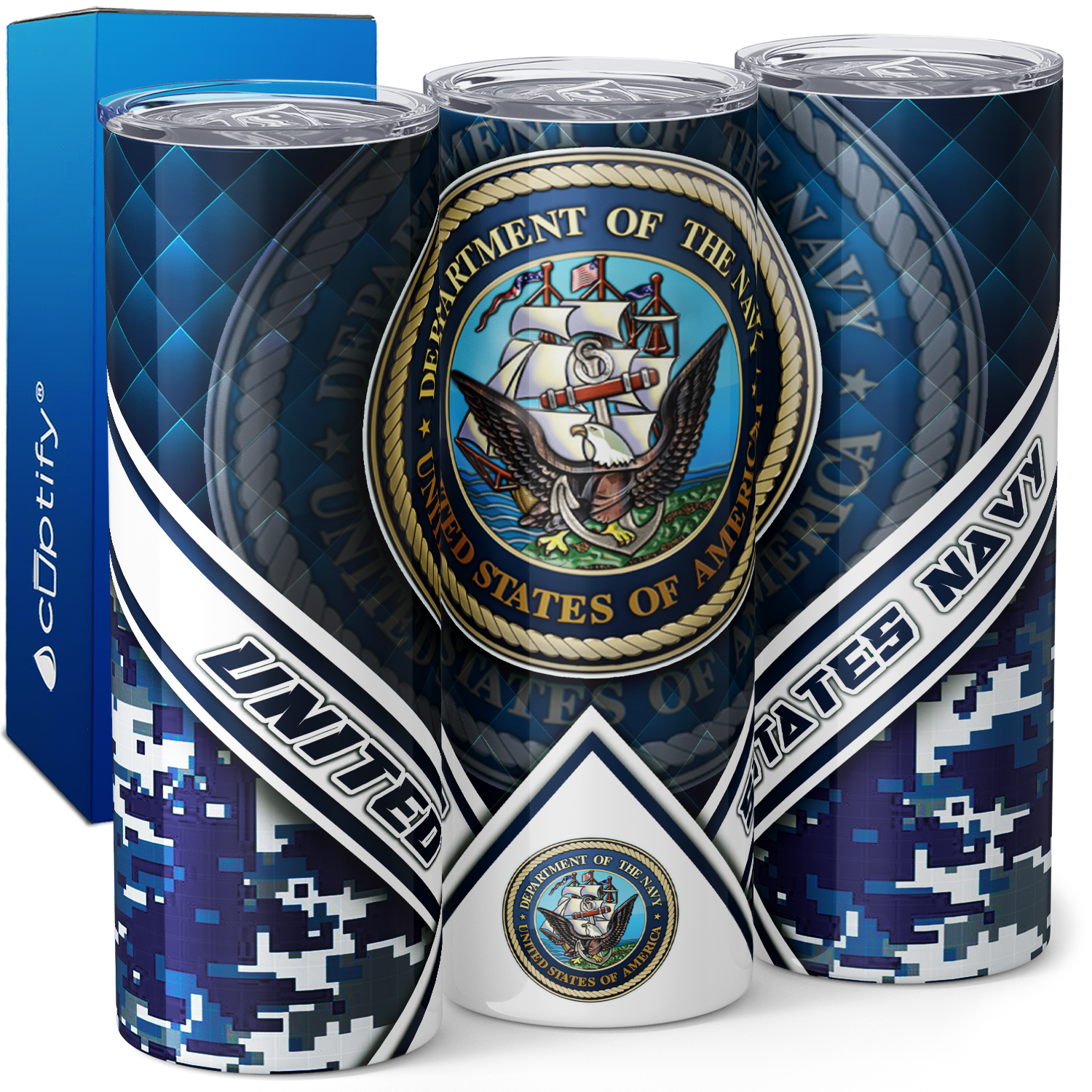 United States Navy Blue 20oz Skinny Tumbler