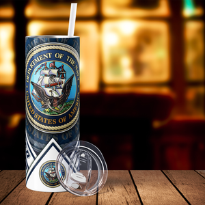 United States Navy Blue 20oz Skinny Tumbler