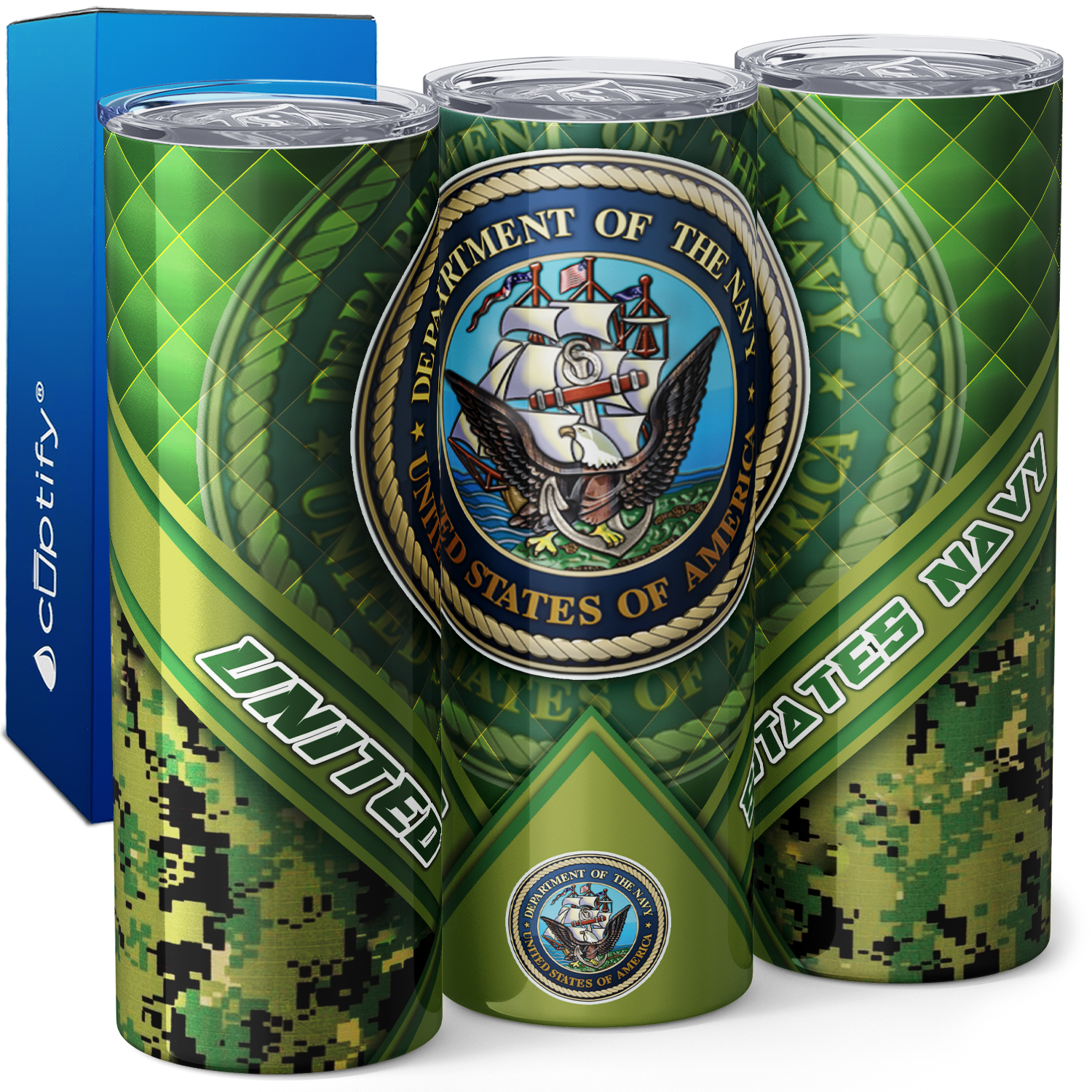 United States Navy Green 20oz Skinny Tumbler