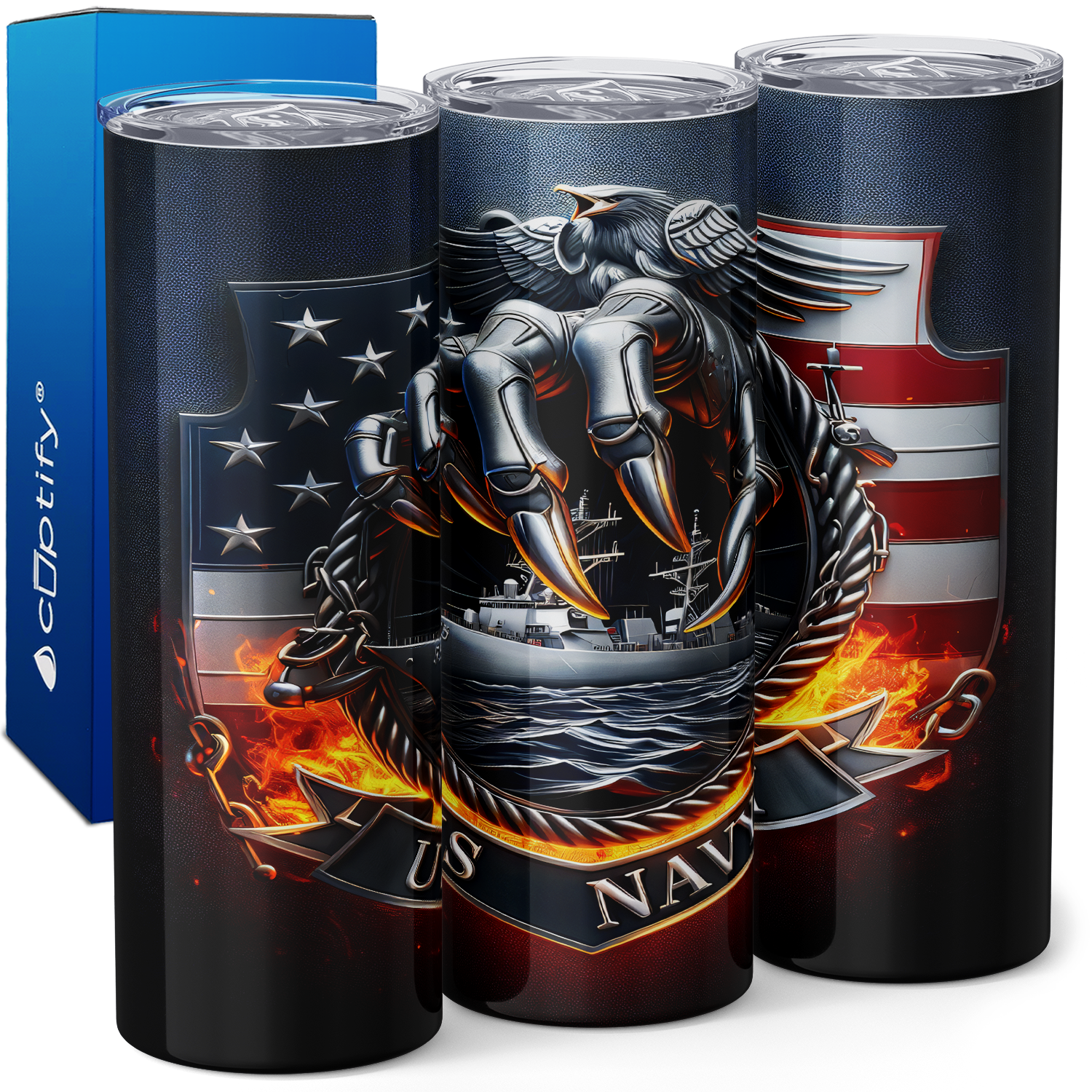 US Navy American Eagle 20oz Skinny Tumbler