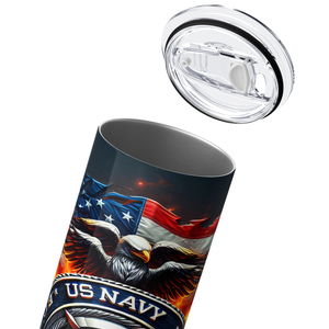 US Navy American Flag Eagle 20oz Skinny Tumbler