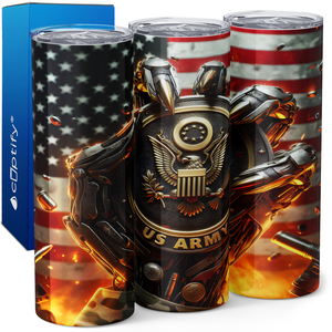 US ARMY American Flag 20oz Skinny Tumbler