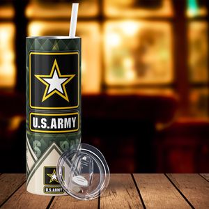 US Army Camouflage 20oz Skinny Tumbler