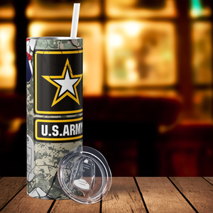 US Army Dog Tag 20oz Skinny Tumbler