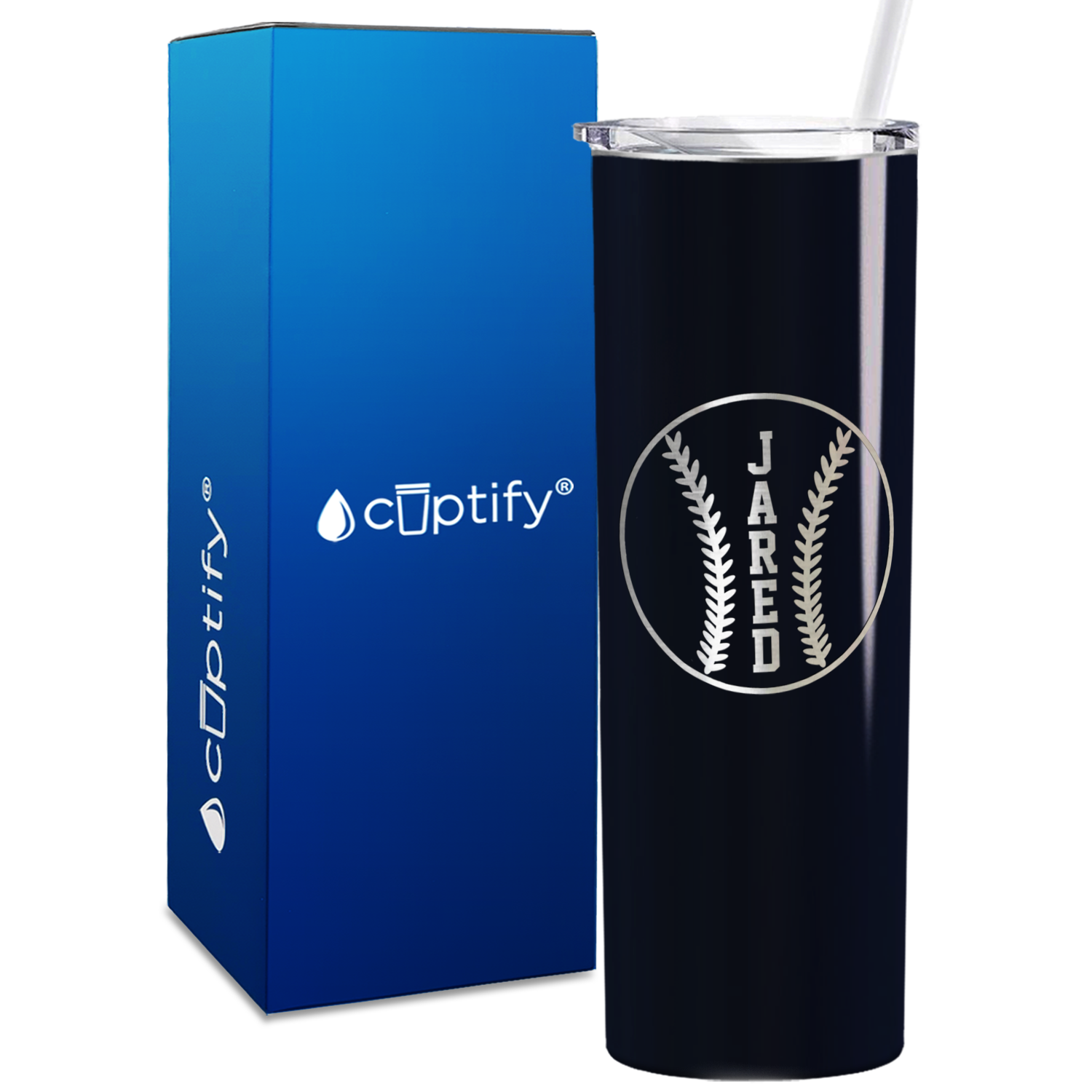 Red Baseball Personalized Design 20oz Skinny Tumbler