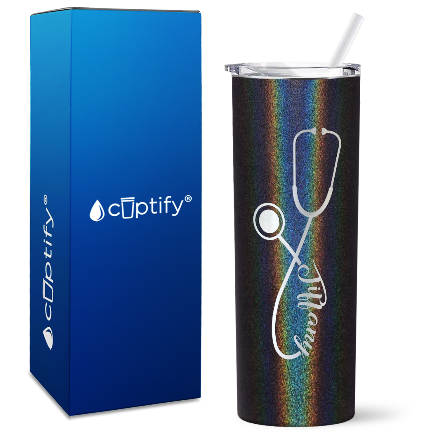 Personalized Stethoscope on 20oz Skinny Tumbler