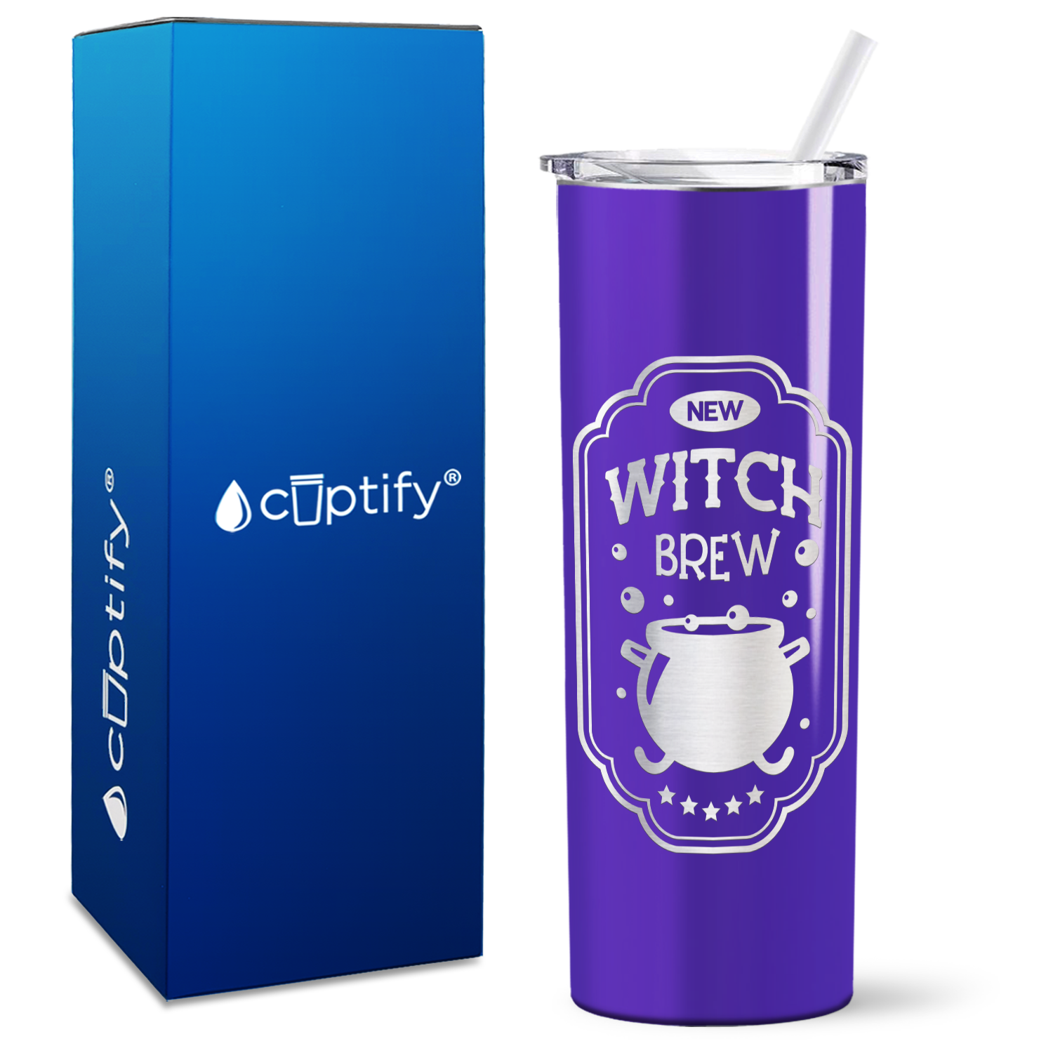 New Witch Brew on Purple 20oz Halloween Skinny Tumbler