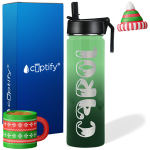 Personalized Frosty Christmas Font on 24oz Wide Mouth